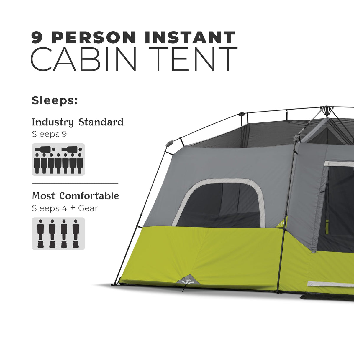 Instant cabin tent multi room portable pop up tent for 2 minute camp setup sleeps 9 people 14 x 9 ft 3 room
