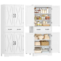 Storage Cabinet Pantry with 2 Adjustable Shelves Large Drawer 4 Doors Bathroom Kitchen Living Room White