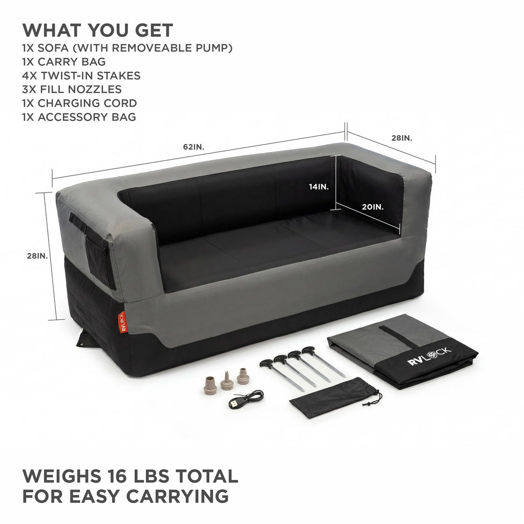 Inflatable Camping Sofa with Built-in Pump, Portable Outdoor Couch