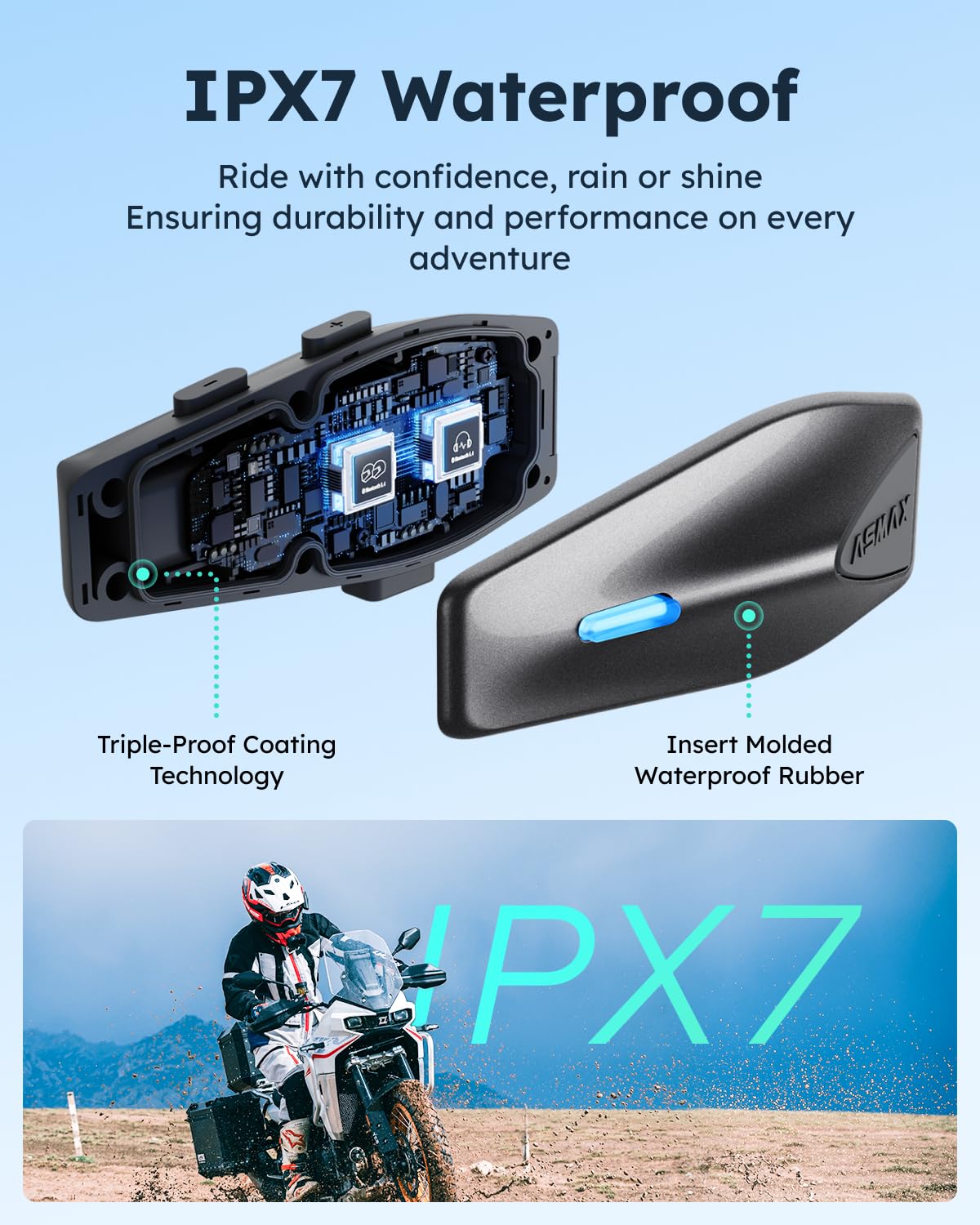 S1 Motorcycle Bluetooth Headset with Smart Voice Control 2 Pack Helmet Intercom Headset for Riders