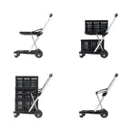 Original Multi Use Collapsible Shopping Cart Mobile Folding Trolley with 2 Crates Black