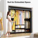 Heavy duty portable closet wardrobe with black fabric cover storage organizer for bedroom dorm
