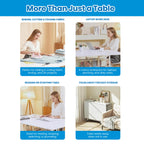 Folding adjustable height sewing craft table with drawers white home hobby workstation desk