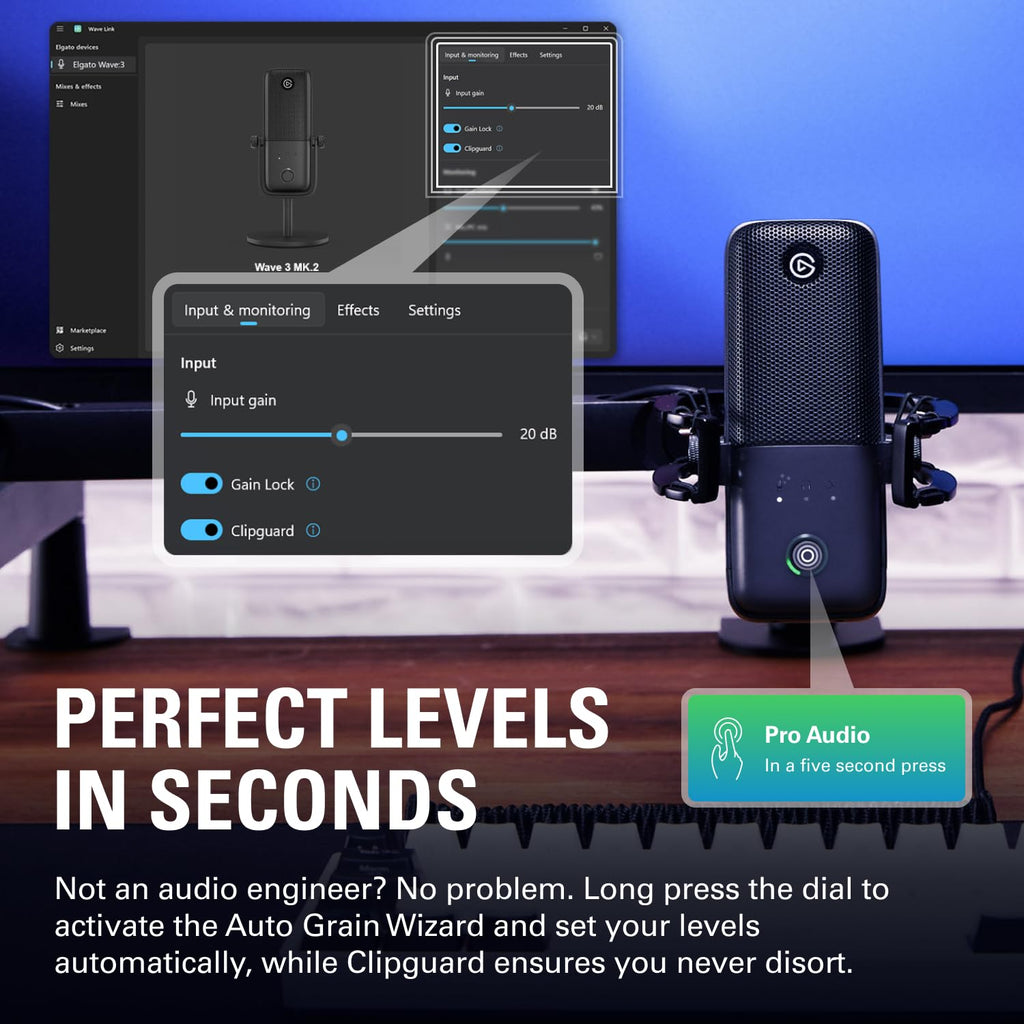 Wave 3 MK 2 USB Condenser Microphone with DSP Effects for Streaming Podcasting Recording and Content Creation