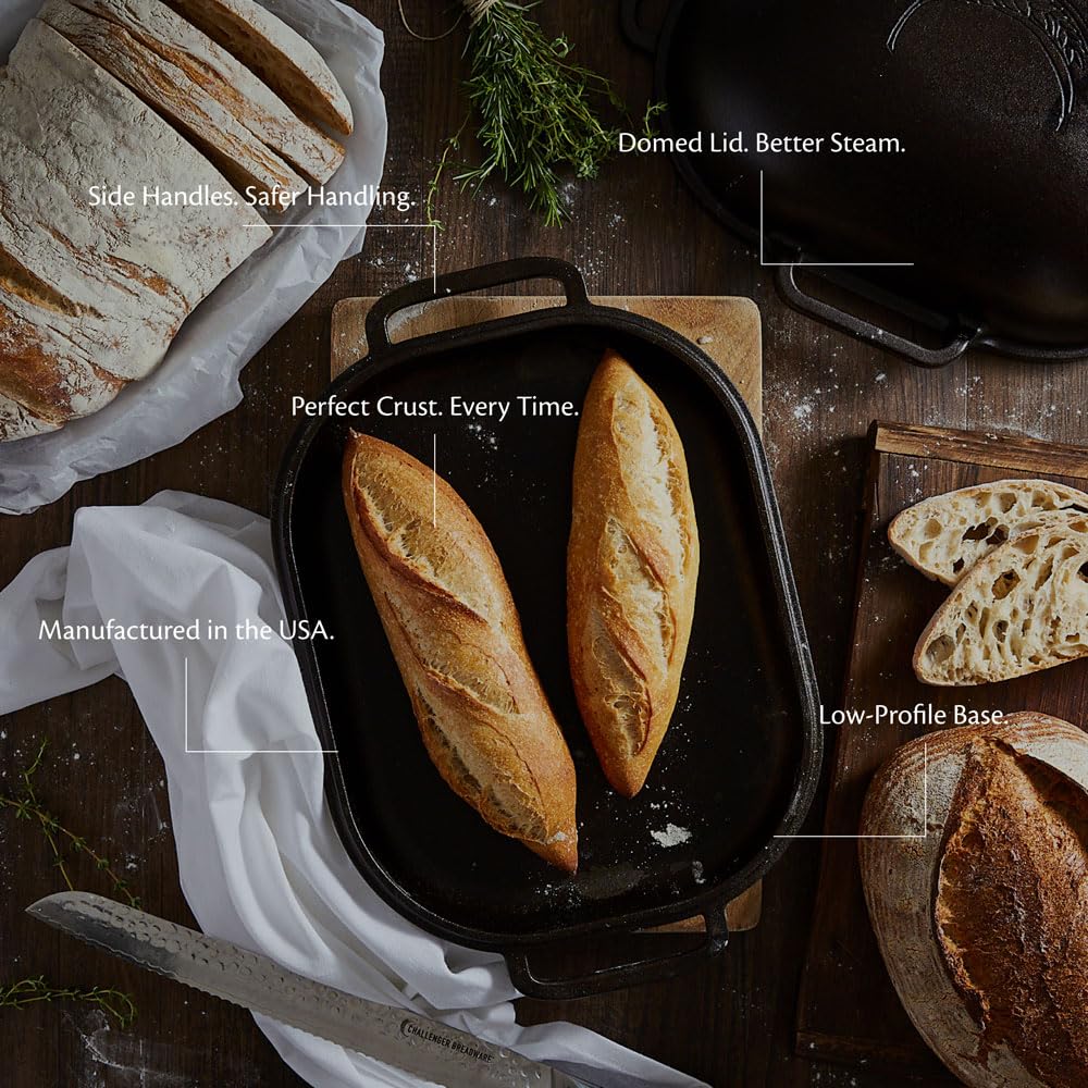 Cast iron loaf pan with lid artisan sourdough homemade bread baking preseasoned heavy duty oven safe