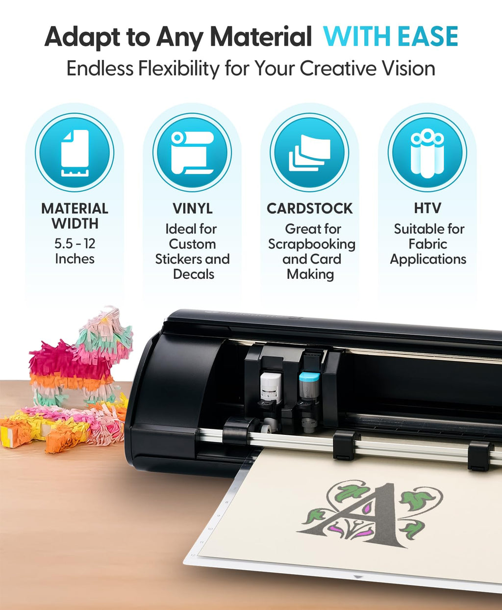 Cameo 5 Alpha Smart Cutting Machine Print and Cut Quiet AutoBlade Studio Software Cutting Mat Matte Black