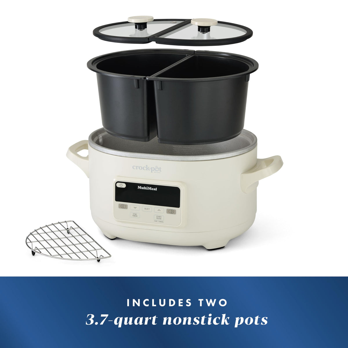 Programmable Multicooker and Slow Cooker, Two 3.7 Qt Nonstick Pots, Baking Function