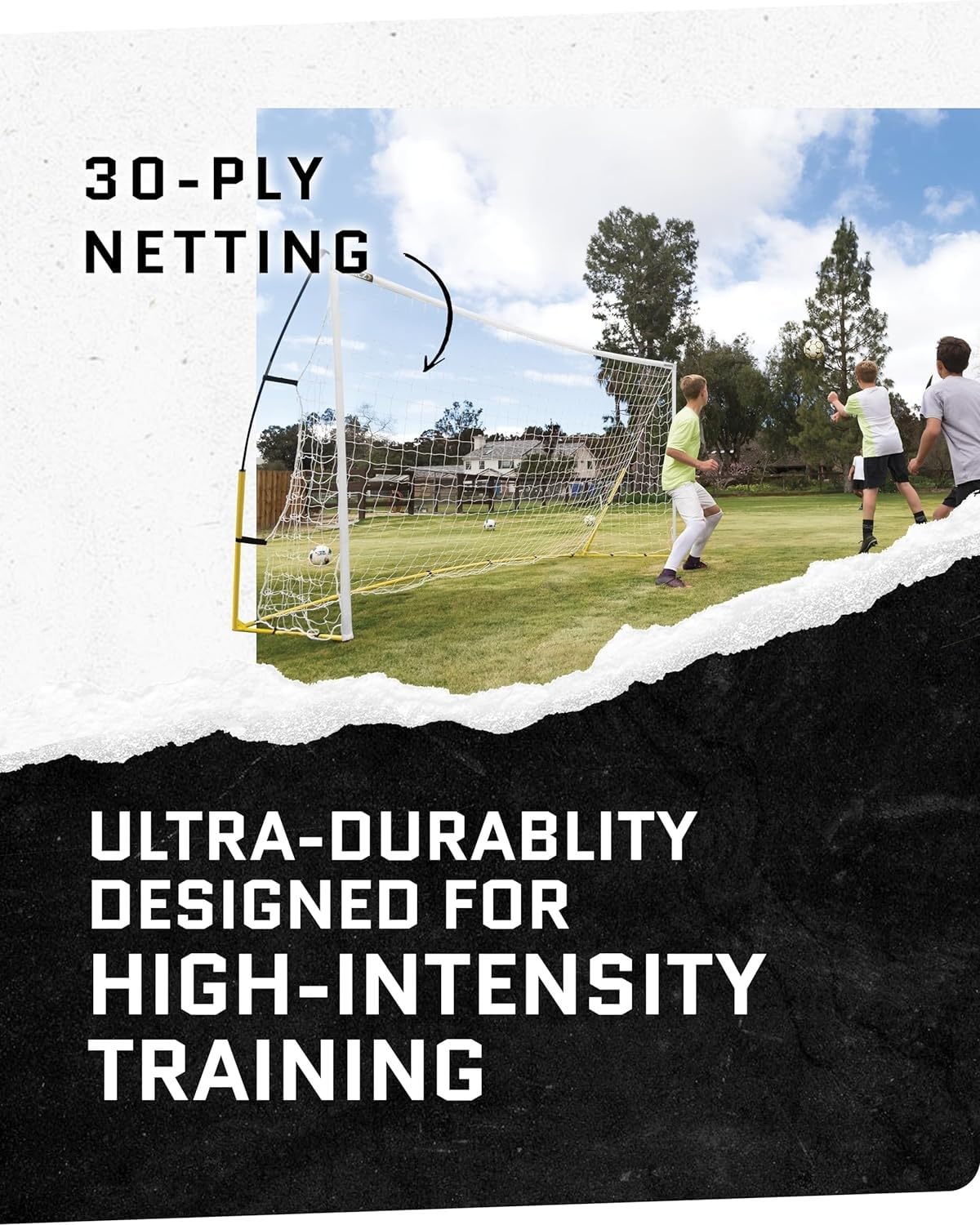 Quickster portable soccer goal backyard field durable Tension Tite frame 2 ply net adjustable click lock poles