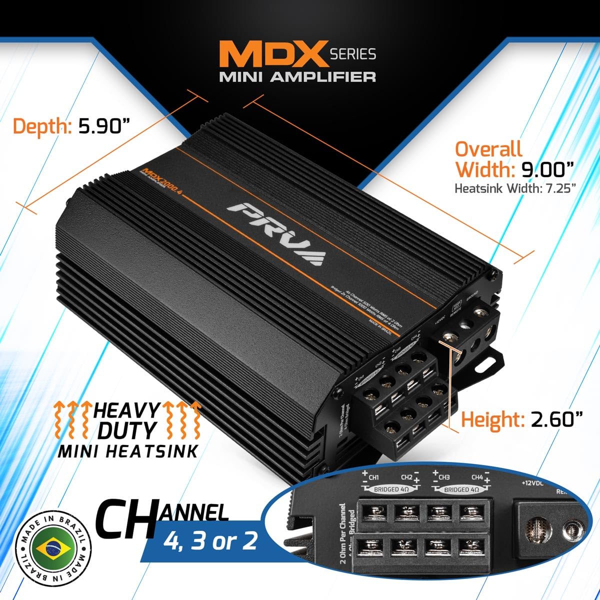 4 Channel Car Audio Amplifier, 2000W, 2 Ohm, 4 x 500W RMS, MDX2000.4