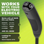 Level 2 EV Charger NACS Tesla Compatible 48 Amp Hardwired with Whip UL Energy Star WiFi EVSE 25ft Cable Black