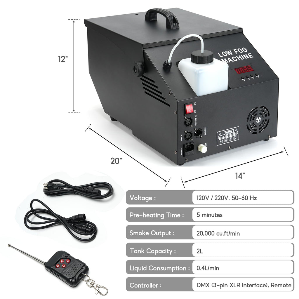 1500W Low Lying Fog Machine with Dry Ice Fog Chiller for Stage Events