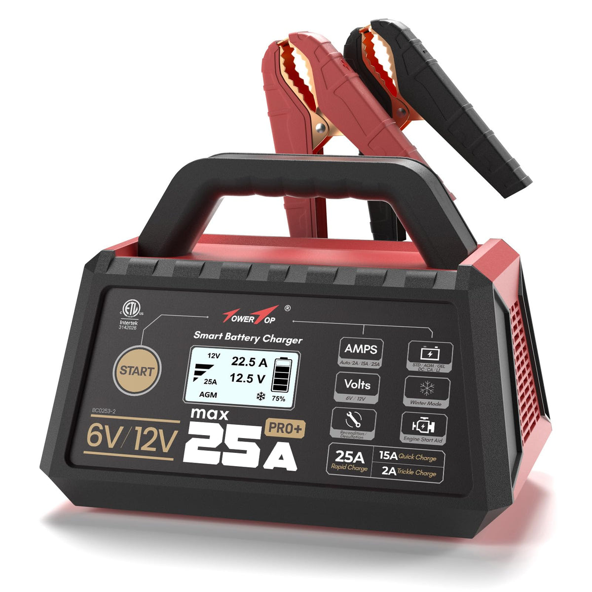 25A Pro+ Battery Charger 6V 12V Automatic Maintainer Engine Start Desulfator Repair for Lead Acid AGM LiFePO4