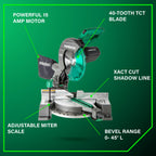 10 inch compound miter saw 15 amp single bevel corded electric woodworking cutting tool C10FCG2