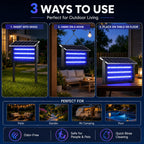 Solar bug zapper outdoor 8000 sq ft 30W mosquito zapper USB rechargeable fly trap IPX4 waterproof dusk to dawn