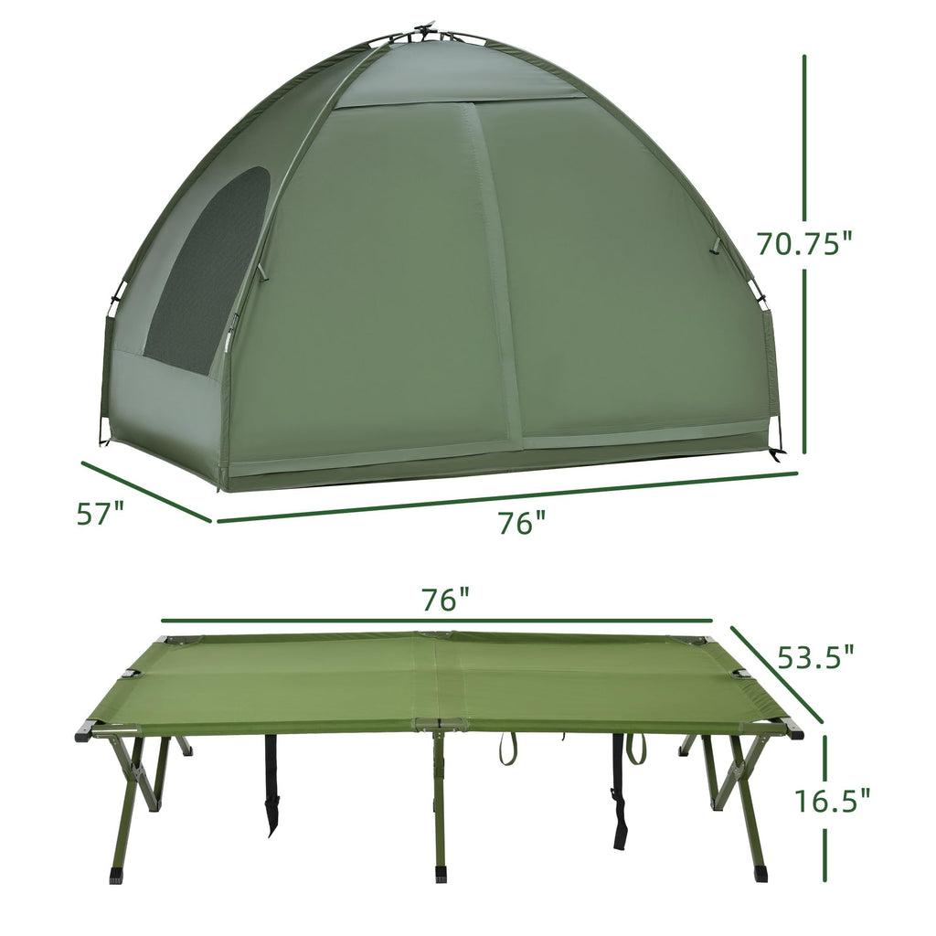 2 Person Cot Tent 4 in 1 Elevated Bed Combo with Air Mattress Portable Camping Outdoor Sleeping Solution