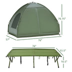 2 Person Cot Tent 4 in 1 Elevated Bed Combo with Air Mattress Portable Camping Outdoor Sleeping Solution