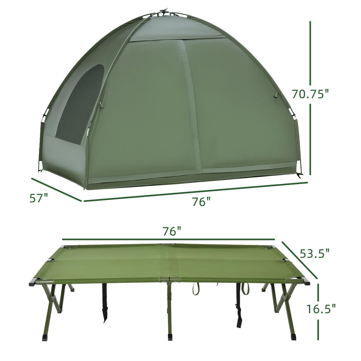 2 Person Cot Tent 4 in 1 Elevated Bed Combo with Air Mattress Portable Camping Outdoor Sleeping Solution