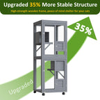 64Inch Outdoor Catio Cat Enclosure Large Cat House Cat Patio Grey for Backyard Garden and Patio