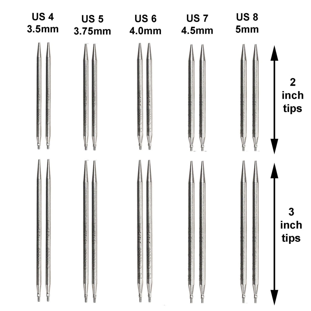 Twist Shorties blue 2 and 3 inch 7230-S interchangeable stainless steel knitting needle set