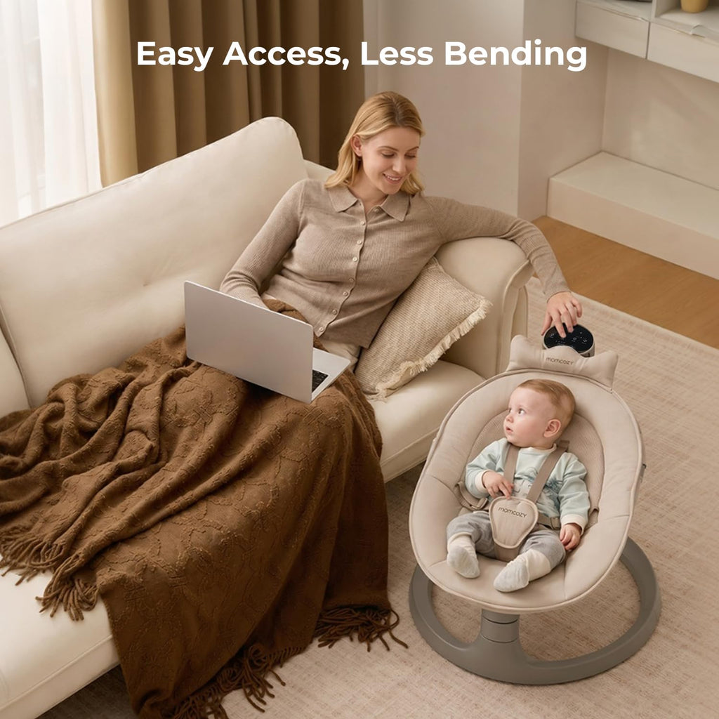2-in-1 Electric Baby Swing, Dual-Arm Support System, Khaki