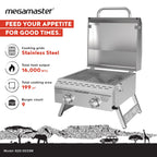 Portable tabletop 2 burner gas grill stainless steel barbecue with foldable legs for outdoor camping