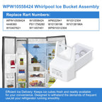 Upgraded WPW10558424 W10558424 WRS321SDHZ01 WRS321SDHZ05 WRS321SDHZ08 fridge ice bucket ice bin replacement