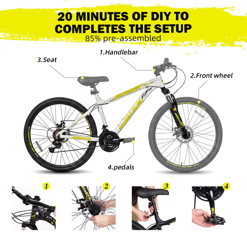 26 27.5 Inch Mountain Bike Trail MTB Bicycle for Men Women Adult All Terrain Outdoor Cycling