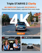 N4 Pro S 4K 3 Channel Dash Cam Triple STARVIS 2 HDR Car Camera with GPS WiFi Night Vision for Cars Trucks