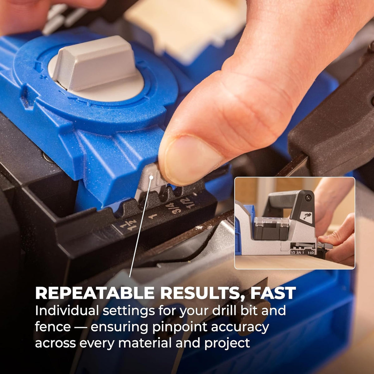 Rebel 20V Ionic Drive Pocket Hole Joiner Kit KPTBRB100A Cordless Woodworking Tool Set with Drill Bit