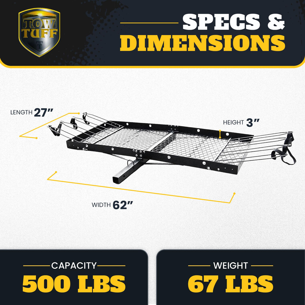 Cargo Carrier with Bike Rack 500 lb Capacity Black Heavy Duty Steel Fits 2 Inch Tow Receiver