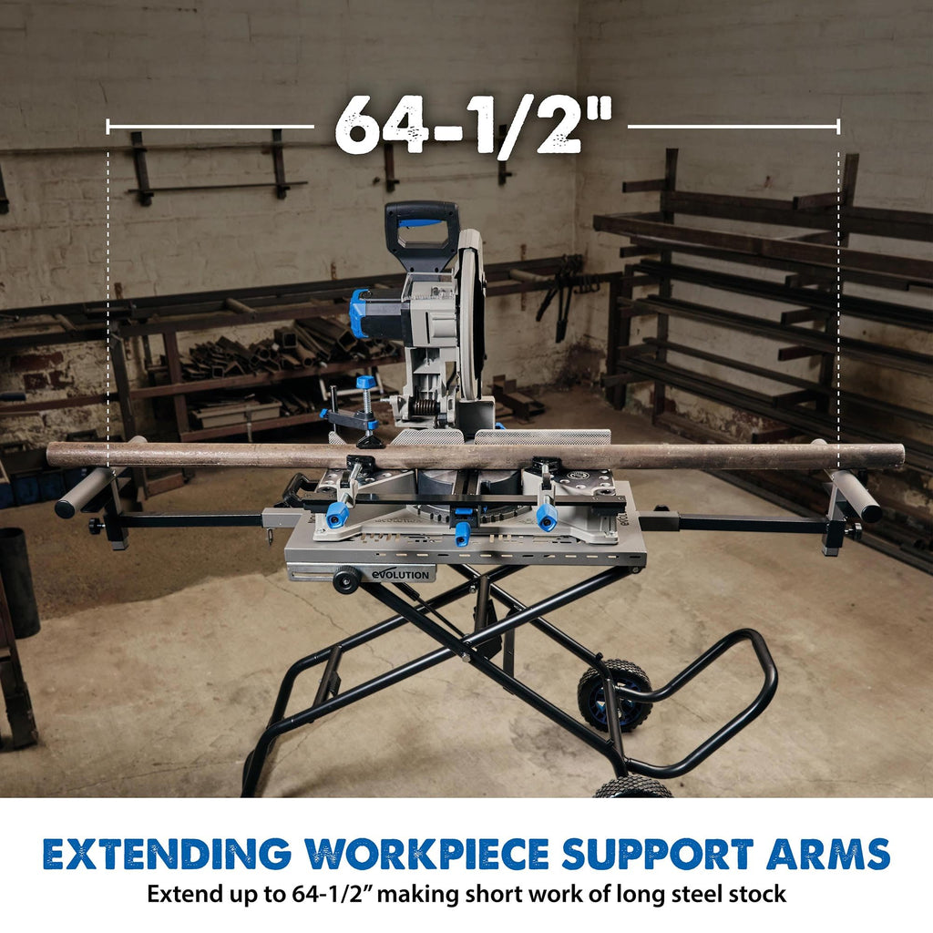 MCSSTAND Mitering Chop Saw Stand Power Lift Heavy Duty Steel Frame All Terrain Wheels Gas Strut for S14MCS