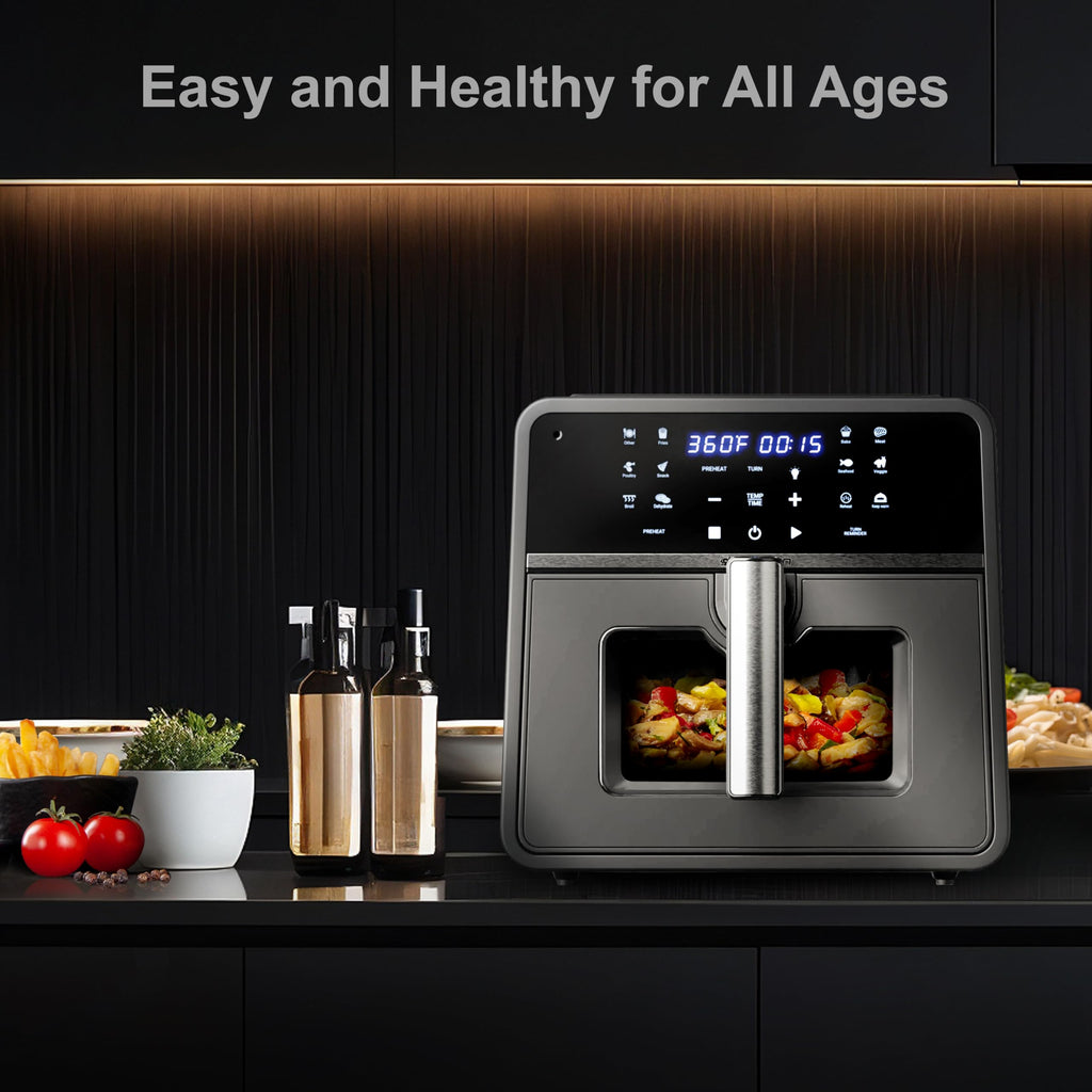 SmartVoice 10QT 6 in 1 Air Fryer 1000 Voice Commands 100 Foods No App No WiFi No Setup Nonstick Basket 1700W