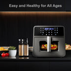 SmartVoice 10QT 6 in 1 Air Fryer 1000 Voice Commands 100 Foods No App No WiFi No Setup Nonstick Basket 1700W