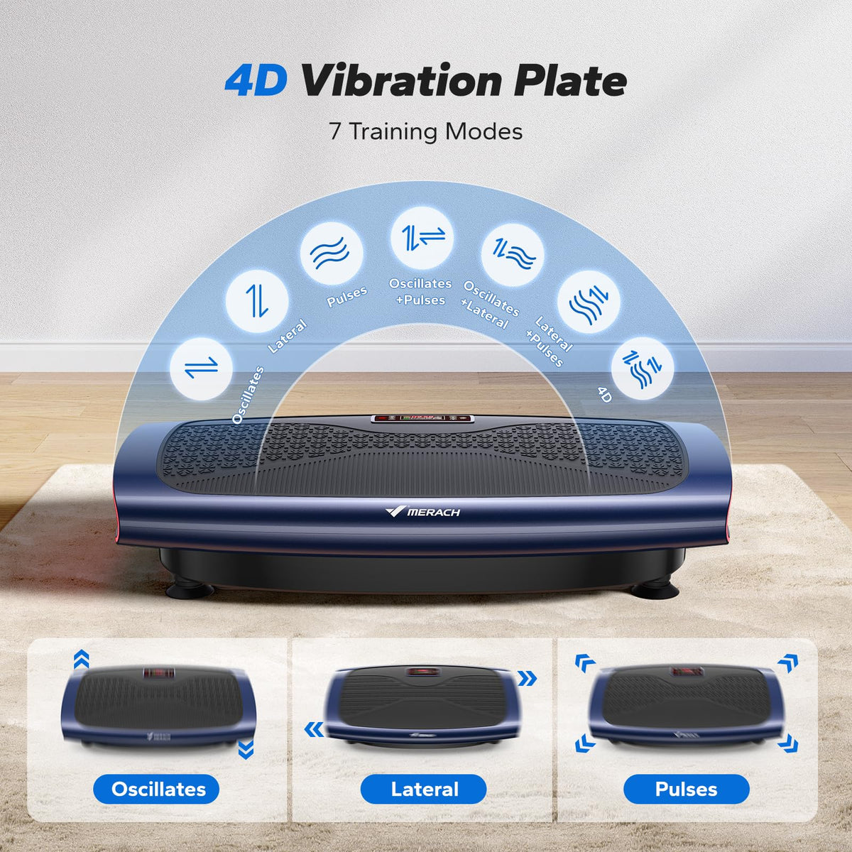 CV60 4D Vibration Plate Exercise Machine with 120 Speeds and 3 Presets for Whole Body Home Fitness Workout