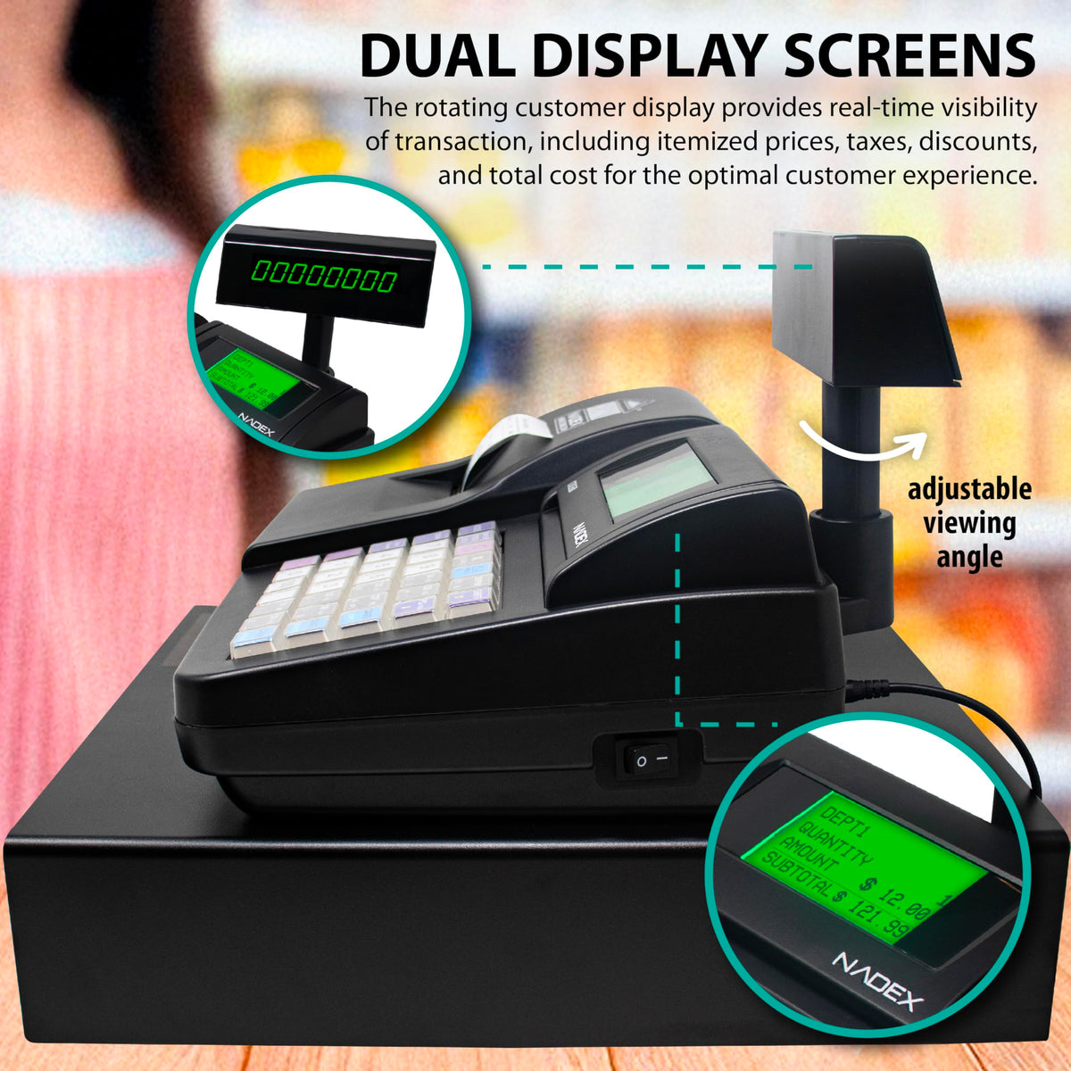 CR260 Cash Register with Steel Drawer Fast Printing User Friendly Interface Compact Black Design