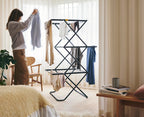 AirFrame 3 tier folding clothes drying rack space saving design for indoor outdoor laundry