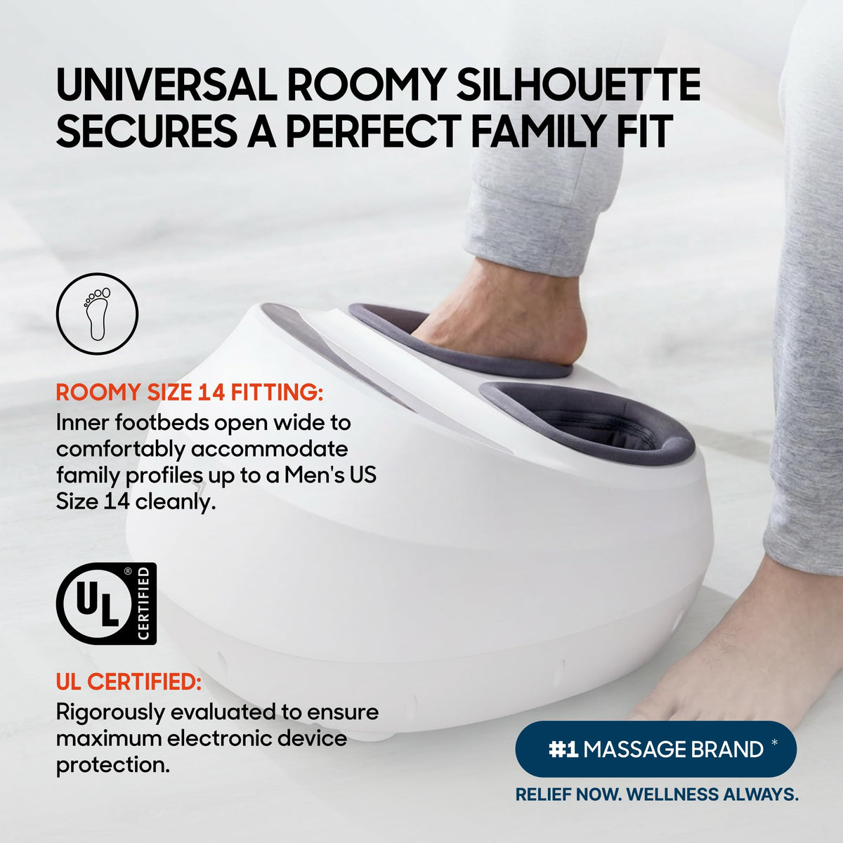 Shiatsu Foot Massager Heat Deep Kneading Compression 3 Modes Pain Relief Circulation Fits Mens Size 12