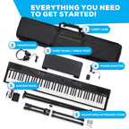 88 Key Digital Piano Keyboard with Built-In Speakers, Beginner Bundle