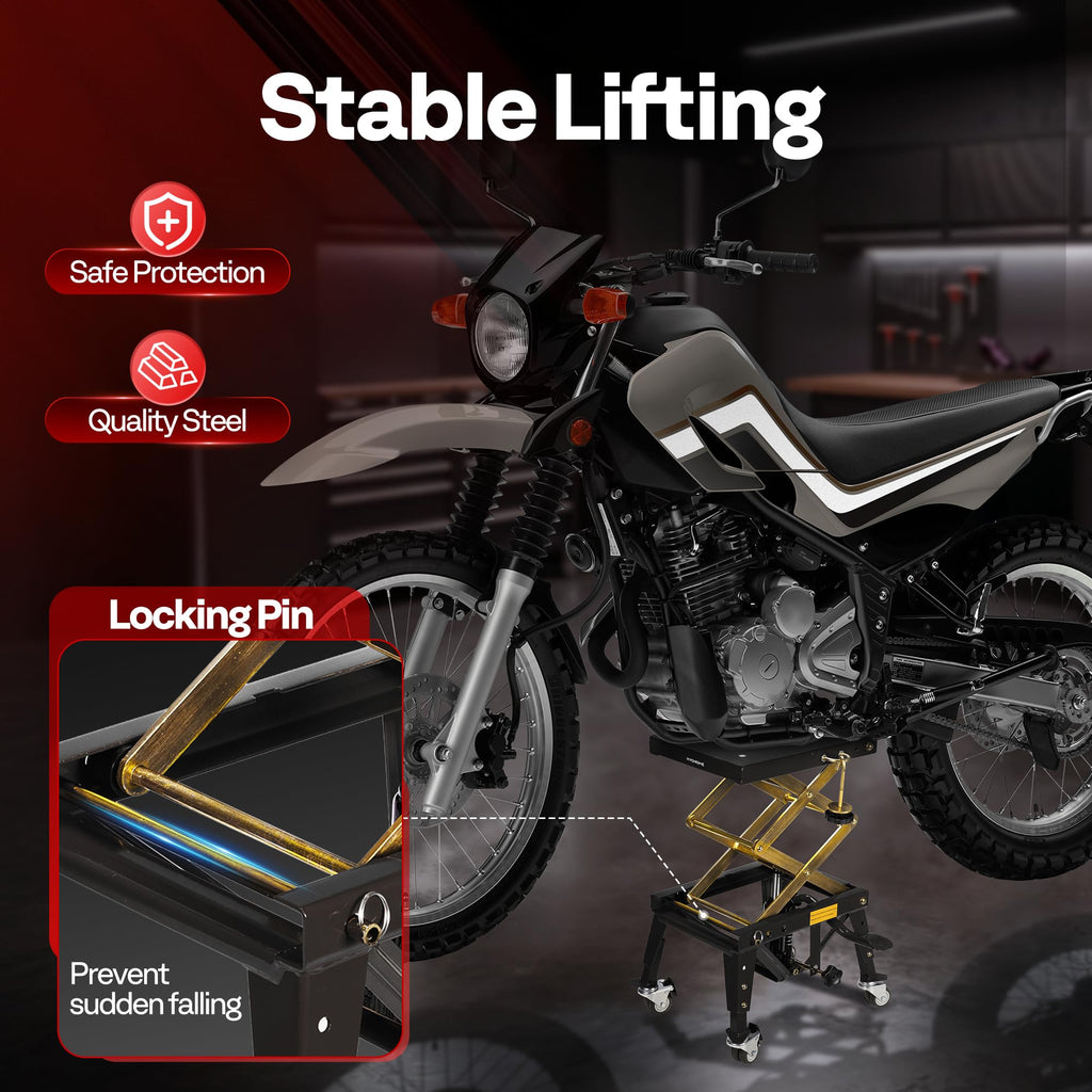 350 lbs Hydraulic Motorcycle Lift Table Heavy Duty Scissor Jack Stand for Garage and Workshop
