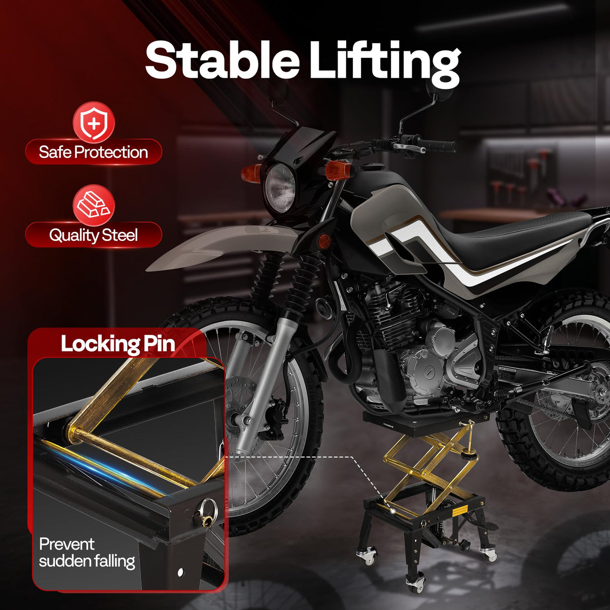 350 lbs Hydraulic Motorcycle Lift Table Heavy Duty Scissor Jack Stand for Garage and Workshop