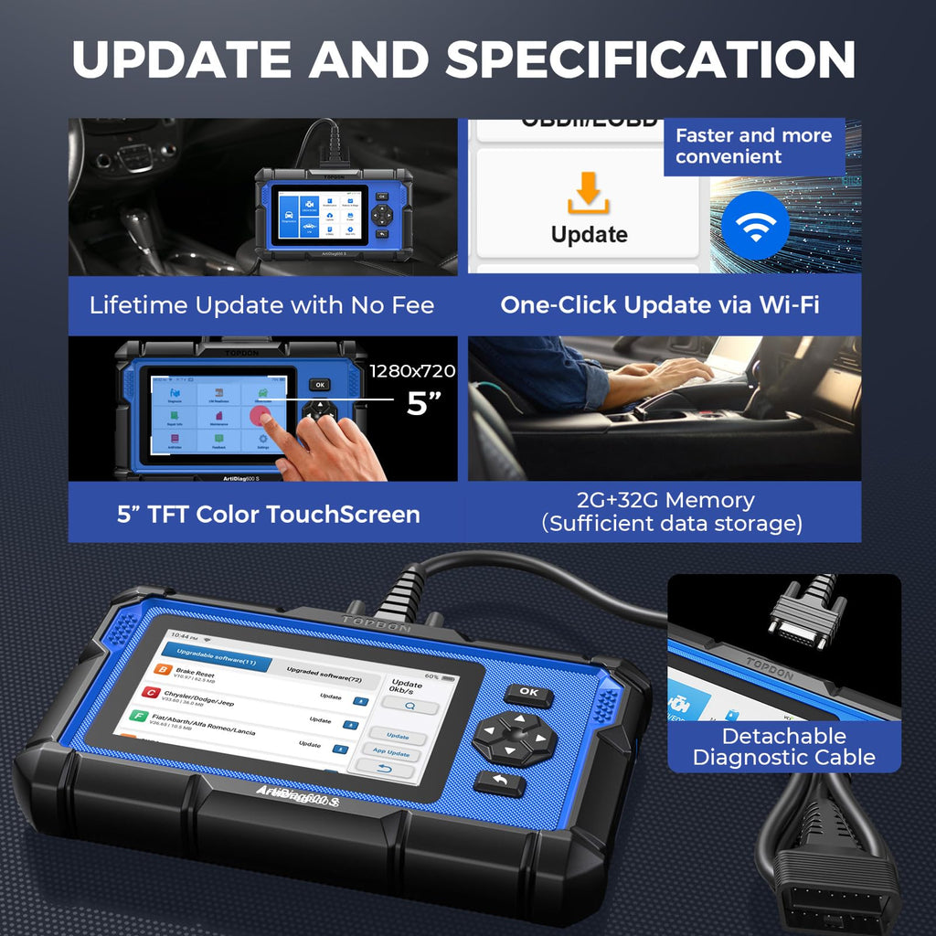 AD600S OBD2 Scanner Engine ABS SRS Transmission Diagnostic Tool Code Reader for Car Auto Vehicle