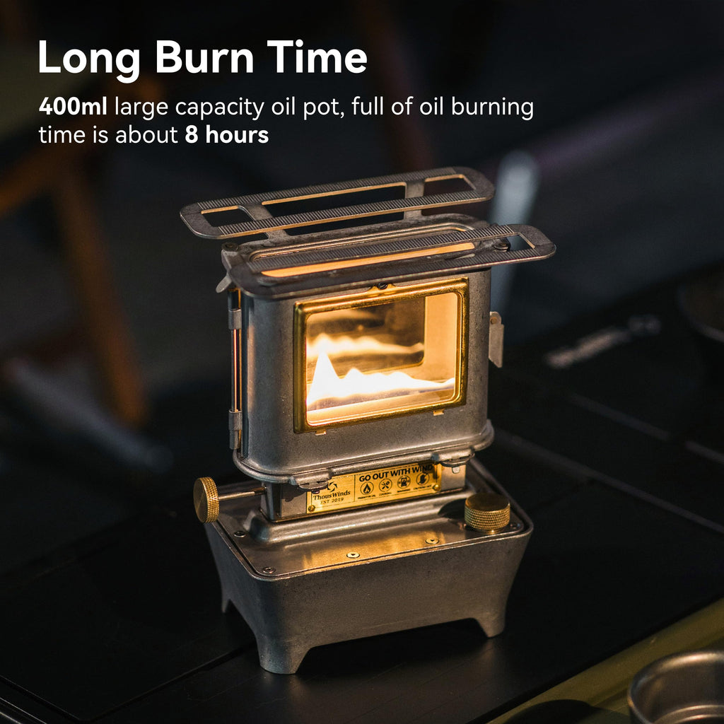 Portable Camping Oil Lantern and Cooking Stove, Stainless Steel, Silver