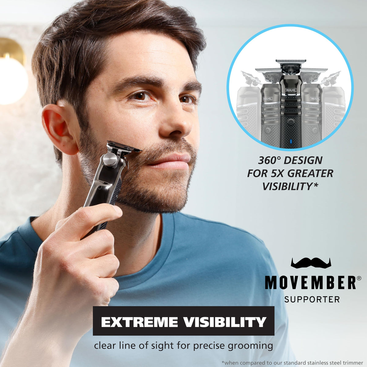 Pro Series High Visibility Cordless USB Skeleton Style Beard Trimmer for Men Rechargeable Grooming Tool
