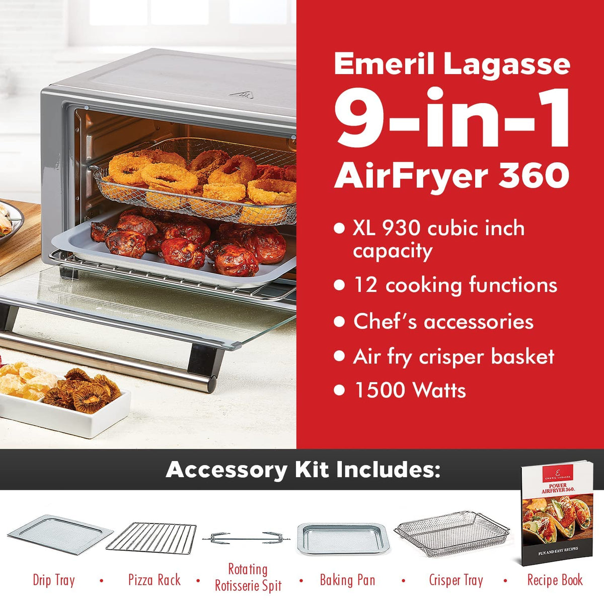 9-in-1 Countertop Air Fryer Oven for Everyday Cooking