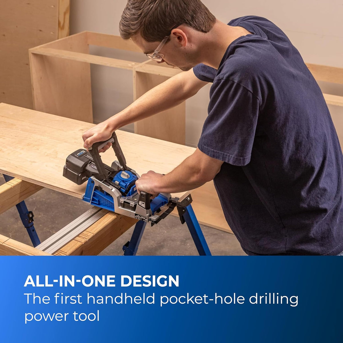 Rebel 20V Ionic Drive Pocket Hole Joiner Kit KPTBRB100A Cordless Woodworking Tool Set with Drill Bit