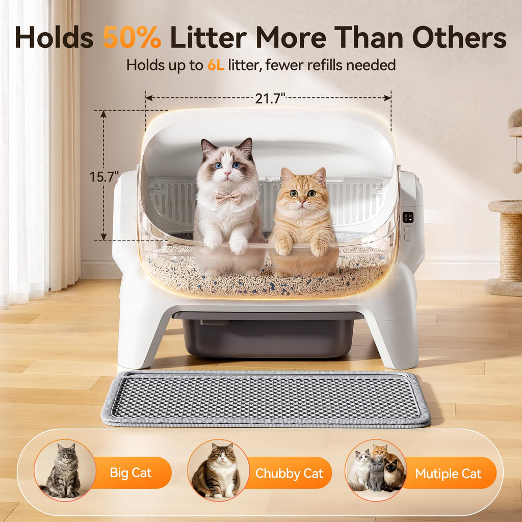 Extra large automatic cat litter box with infrared scanning and anti pinch safety protection