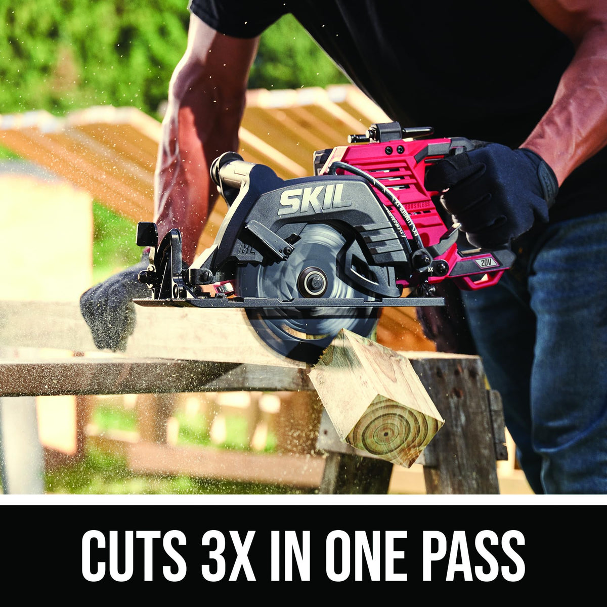 2x20V PWR CORE Brushless 7-1/4 Rear Handle Circular Saw Kit 2x5.0Ah Dual Port Auto Jump Charger CR5429B-20 Red