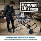 MCSSTAND Mitering Chop Saw Stand Power Lift Heavy Duty Steel Frame All Terrain Wheels Gas Strut for S14MCS