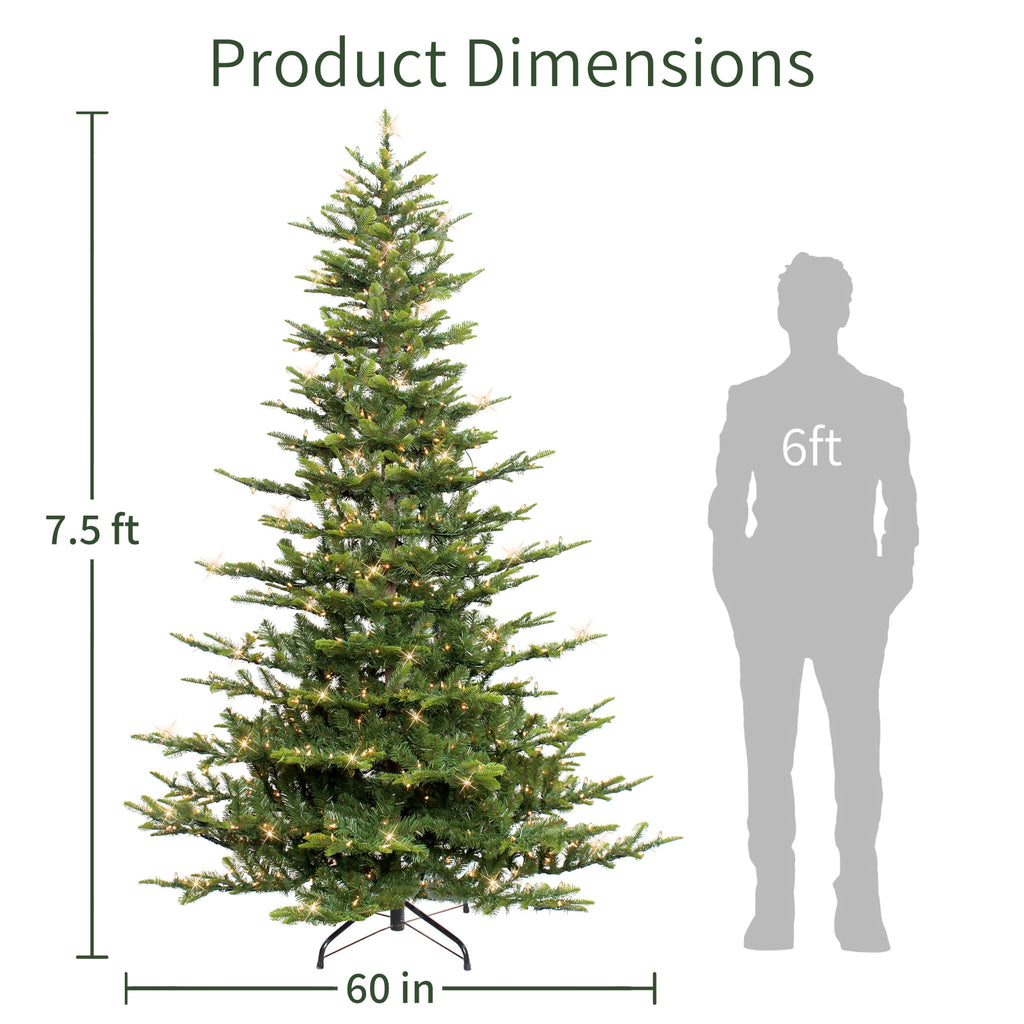 7.5ft pre lit Aspen Fir artificial Christmas tree for indoor holiday home party decoration