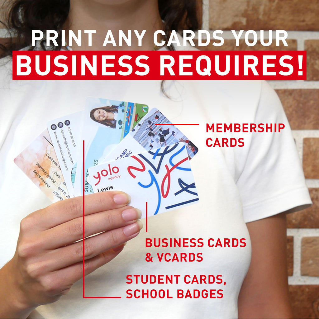 Badgy200 Plastic Card Printer with Badge Studio Plus ID Design Software Full Color Custom Tamper Proof Badges